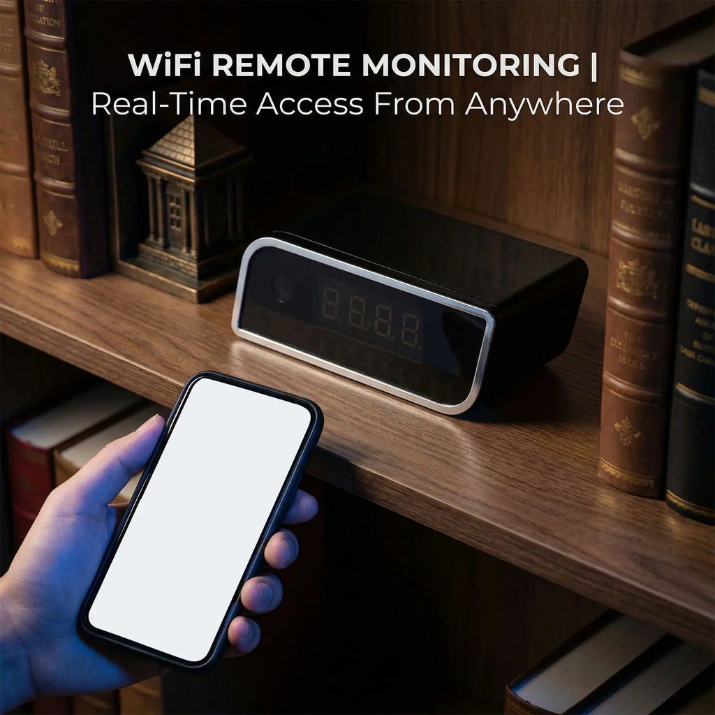 WiFi Camera Clock Wireless Camera FHD WiFi Camera Clock Indoor Wireless Security Camera with LED Time Display Motion Detection
