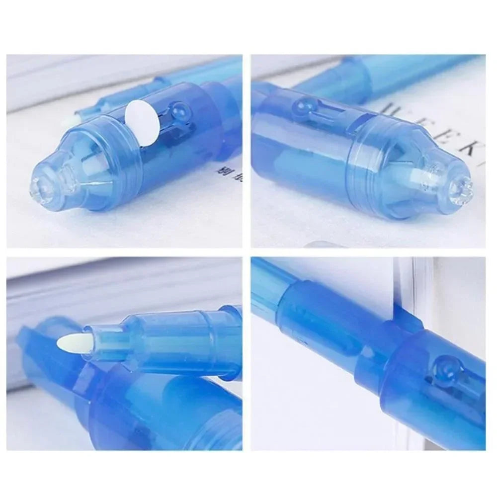 4-12pcs Invisible Ink Pen Spy Pen with UV Light Magic Marker for Secret Message Treasure Box Prizes Kids Party Favors Toys Gift