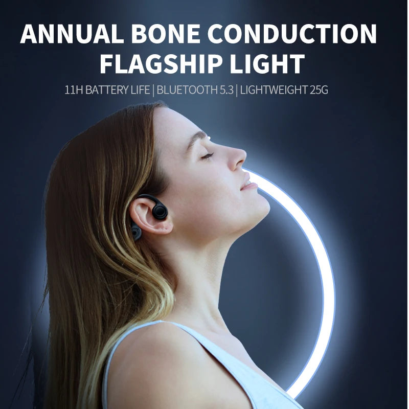 B8 True Bone Conduction Earphones Bluetooth 5.3 Sports Wireless Headphones Ear Hook IPX5 Waterproof Headset for Running Driving