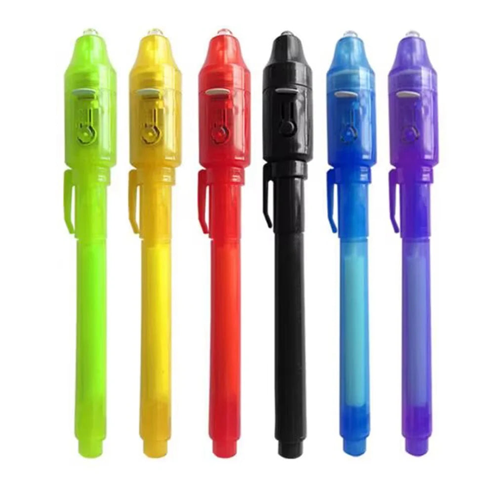 4-12pcs Invisible Ink Pen Spy Pen with UV Light Magic Marker for Secret Message Treasure Box Prizes Kids Party Favors Toys Gift