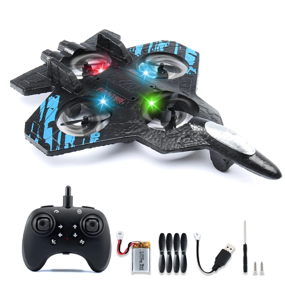 RC Airplane 2.4G Remote Control Airaraft Stunt Tumbling Helicopter Drone with LED 360 Rotation Fighter Plane Toys Gifts