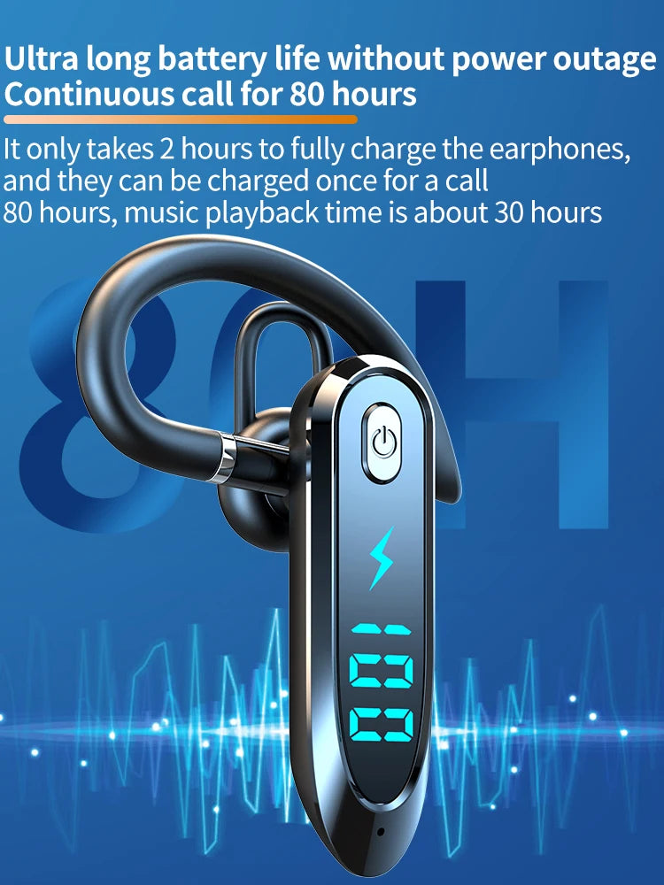 Bluetooth 6.0 Earphone Ear Hook Headphone 270 Degree Rotation LED Display HIFI Stereo Noise Reduction Headset Waterproof Earbud