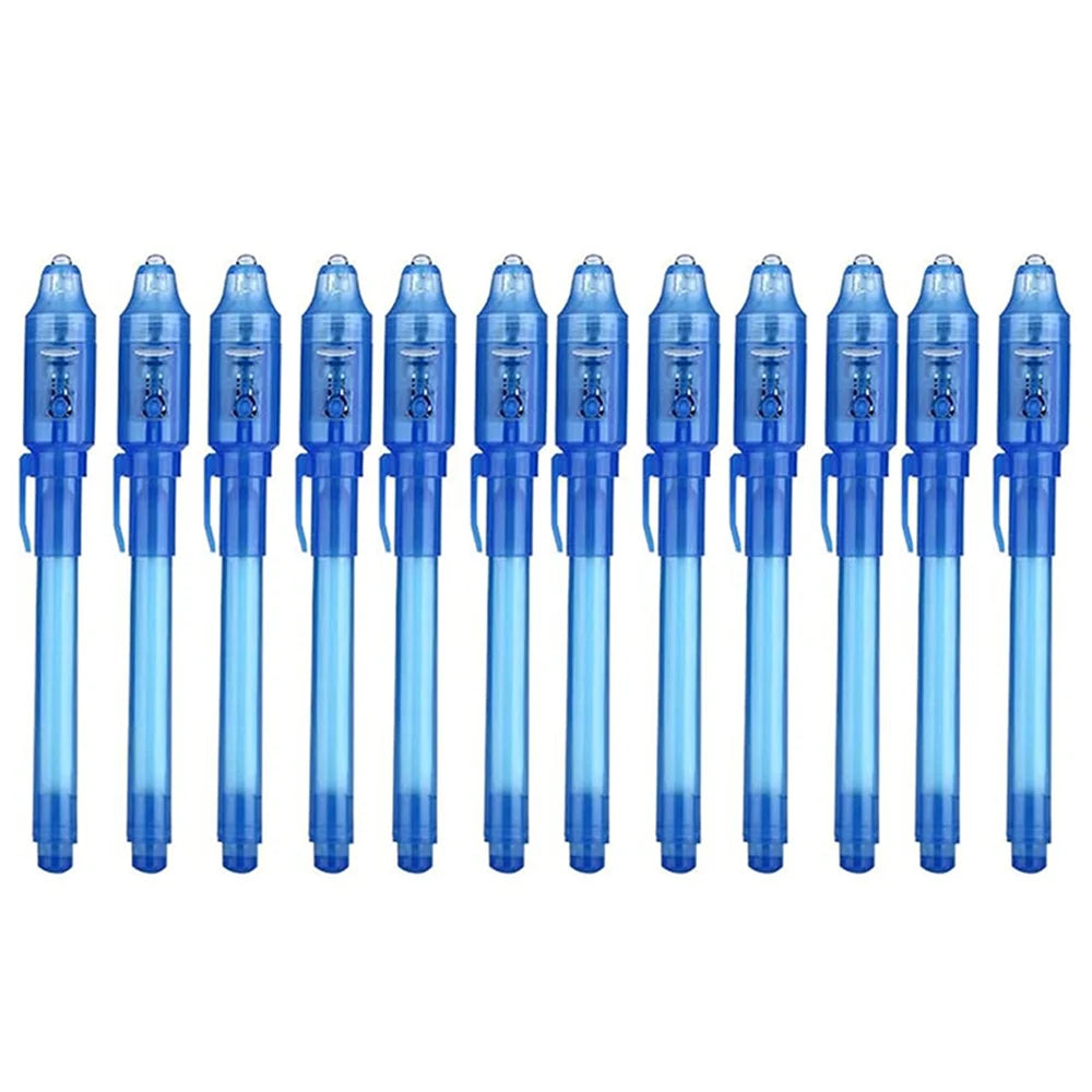 4-12pcs Invisible Ink Pen Spy Pen with UV Light Magic Marker for Secret Message Treasure Box Prizes Kids Party Favors Toys Gift