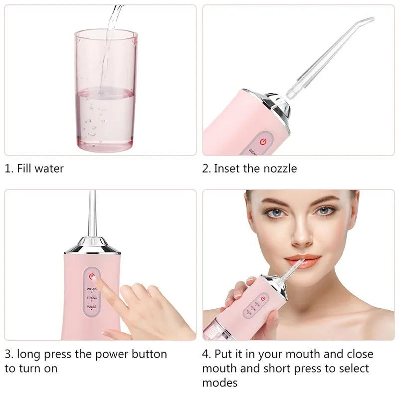 Professional Flossing Portable Electric 4Nozzle Toothbrush Combo Tonsil Stone Remover Family Oral Irrigator Water Dental Flosser
