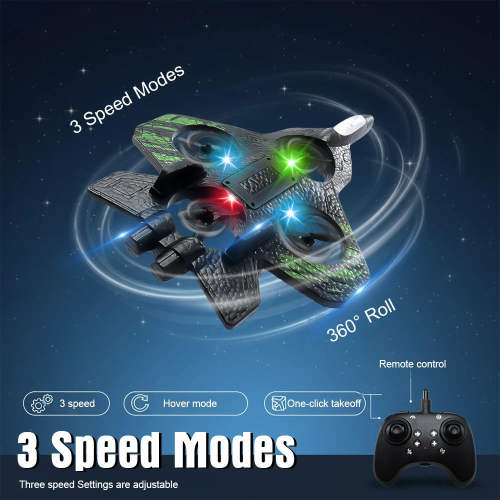 RC Airplane 2.4G Remote Control Airaraft Stunt Tumbling Helicopter Drone with LED 360 Rotation Fighter Plane Toys Gifts