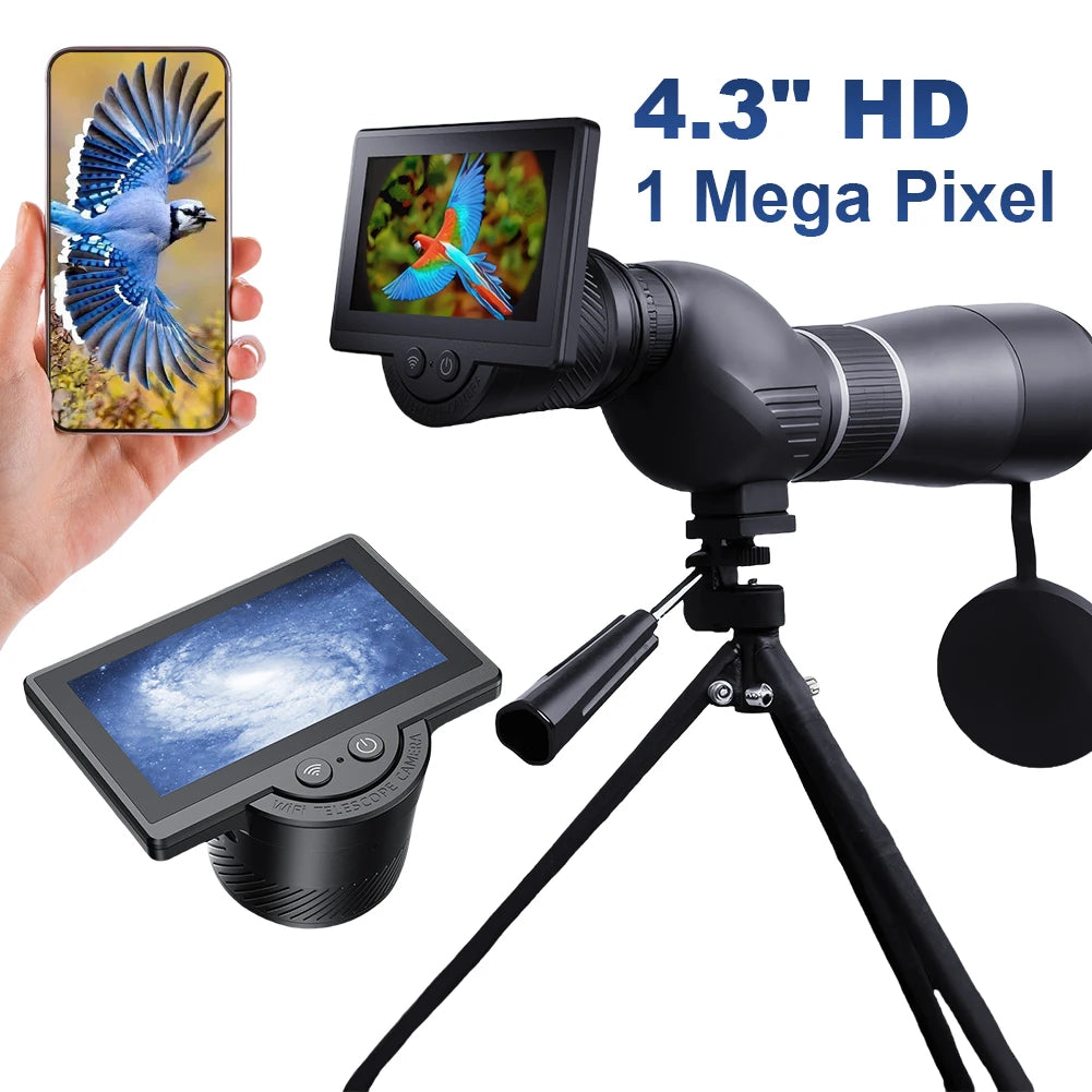 WiFi Electronic Eyepiece 1080P Telescope Camera Eyepiece with 4.3 Inch IPS Screen for Astronomical Telescope Accessories