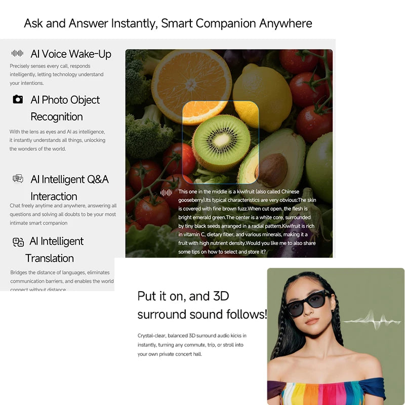 2026 New Smart Glasses 800W Take Pictures Record Al Translation WIFI Transmission AI Recognition GPT 2000MAH Music Smart Glasses
