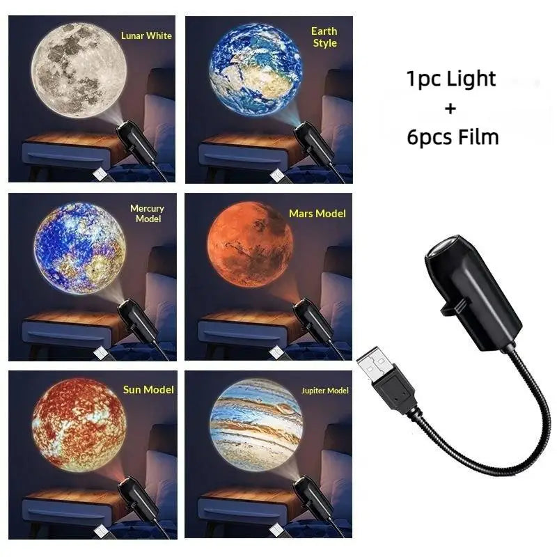 5V USB Plug In Planet Projection Lamp Indoor Ceiling Decoration Atmosphere Light Starry Sky Lamp Night Light Galaxy Projector