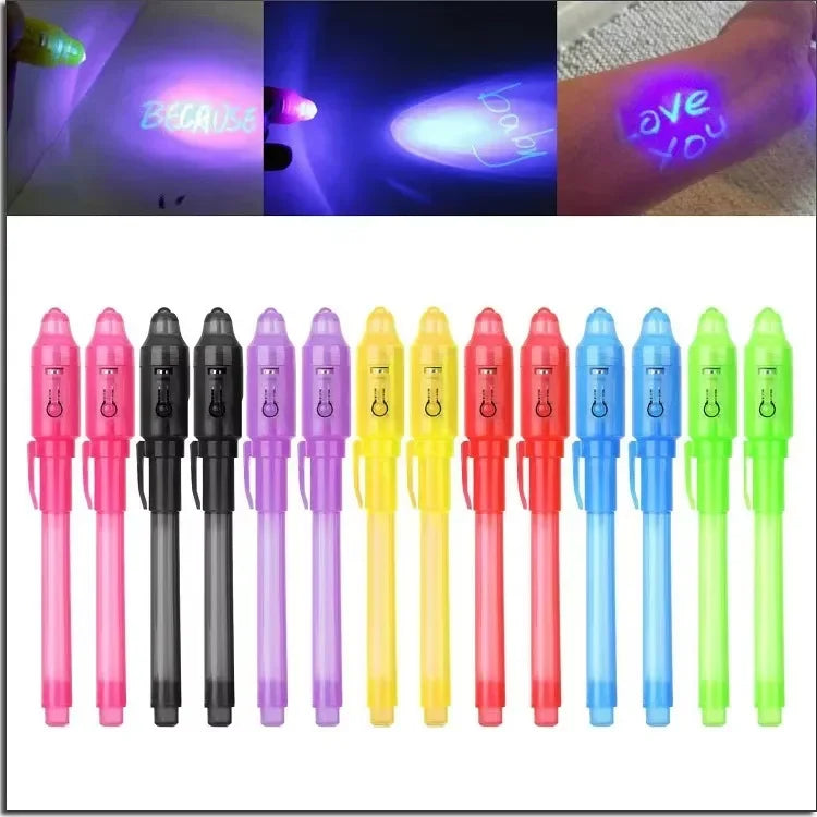 4-12pcs Invisible Ink Pen Spy Pen with UV Light Magic Marker for Secret Message Treasure Box Prizes Kids Party Favors Toys Gift