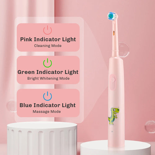 Rechargeable Smart Toothbrush for Children Cleaning Whitening & Massage 3 Modes IP67 Electric Cartoon Toothbrush 2-Min Timer