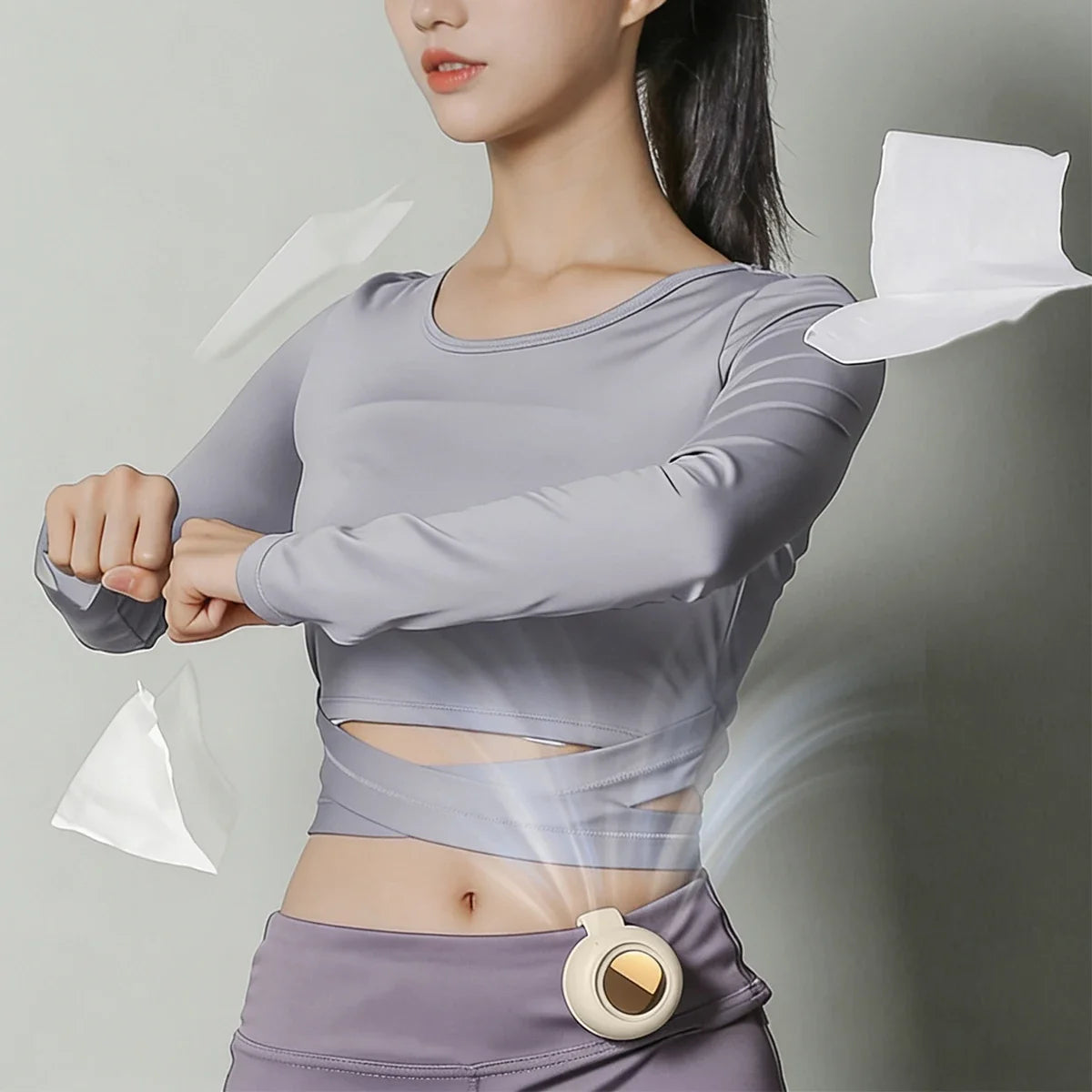 Hands Free Waist Clip Fan 900mAh 3 Speeds Bladeless USB Rechargeable Portable Personal Cooling for Outdoor Sport Travel