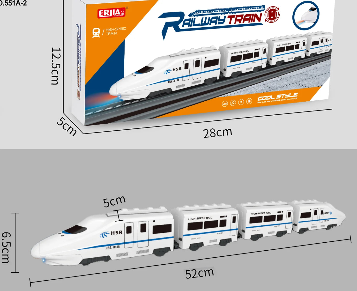 Kids DIY Simulation High Speed Railway Train Toy Car Electric Sound Light Model Train Educational Toys for Boys Girls Gift