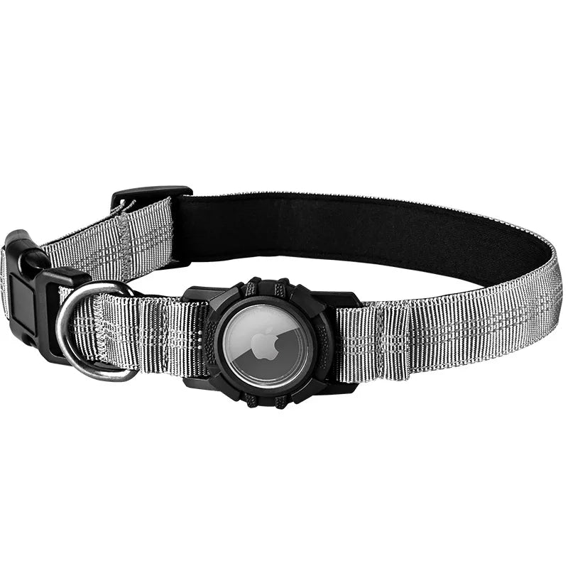 Airtag Dog Collar with Waterproof AirTag Case, Reflective Soft Padded & Safety Air Tag Pet Collar Adjustable for Large Dogs