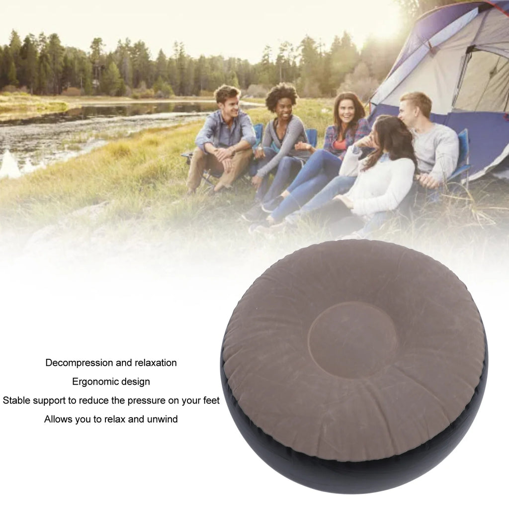 1Pc Inflatable Flocking Stool Multipurpose Lightweight Ergonomic Design Round Portable Inflatable Stool for Travel Camping