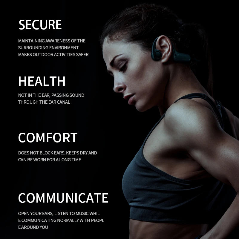 B8 True Bone Conduction Earphones Bluetooth 5.3 Sports Wireless Headphones Ear Hook IPX5 Waterproof Headset for Running Driving