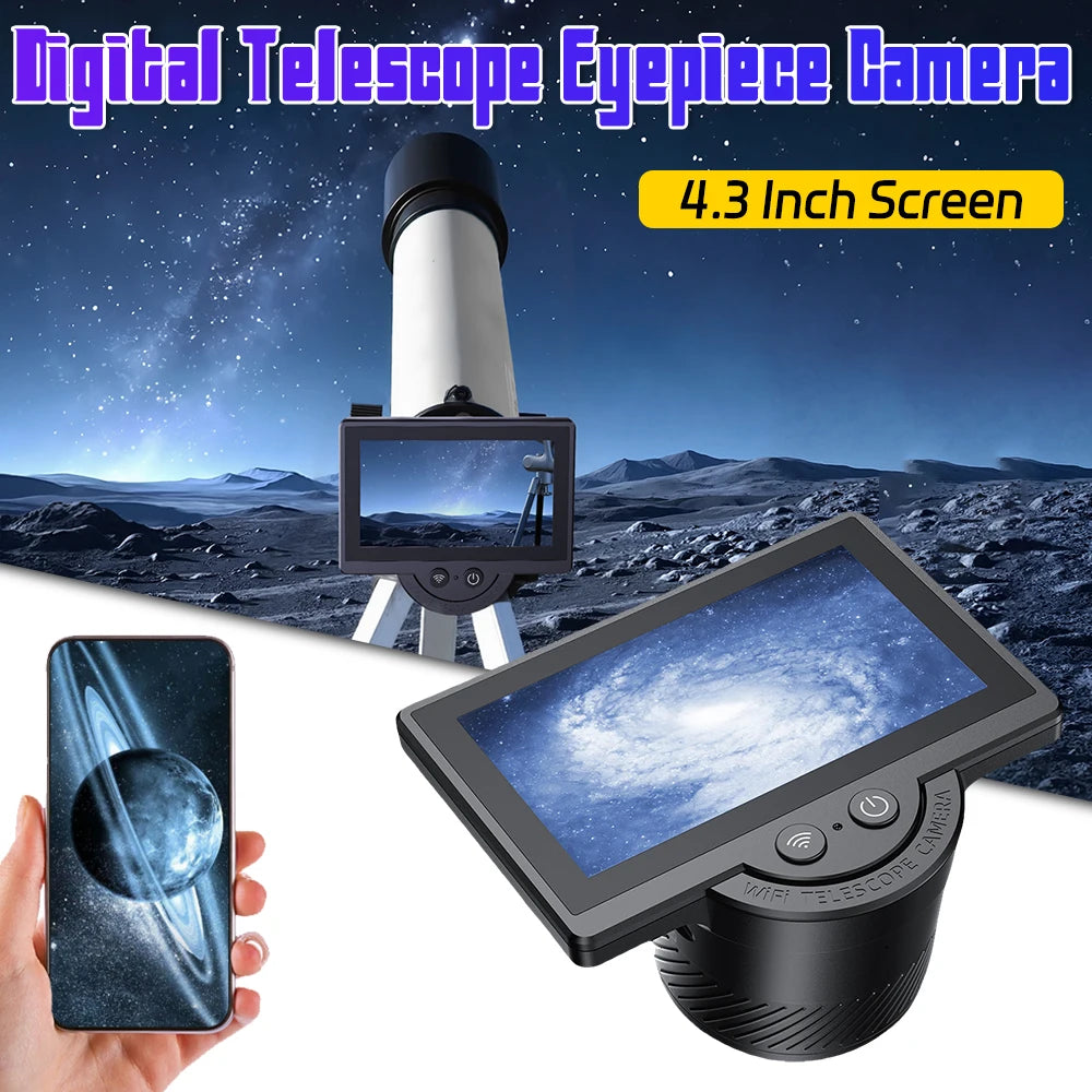 WiFi Electronic Eyepiece 1080P Telescope Camera Eyepiece with 4.3 Inch IPS Screen for Astronomical Telescope Accessories