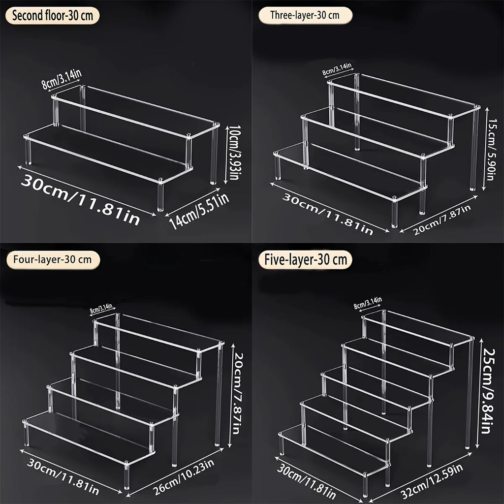 1pc Multi-Functional Perfume Step Display Rack - Black/Transparent Acrylic Desktop Organizer for Cosmetics & Bracelets, Ideal fo