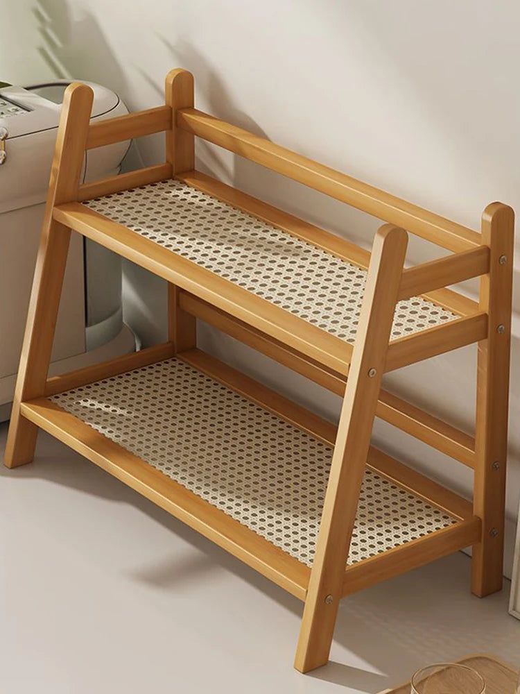2 Layer Spice Caddy Shelf Bamboo Kitchen Storage Rack Desktop Cabinet Organizer Display Rack Coffee Bar Counter Shelf Cup Holder