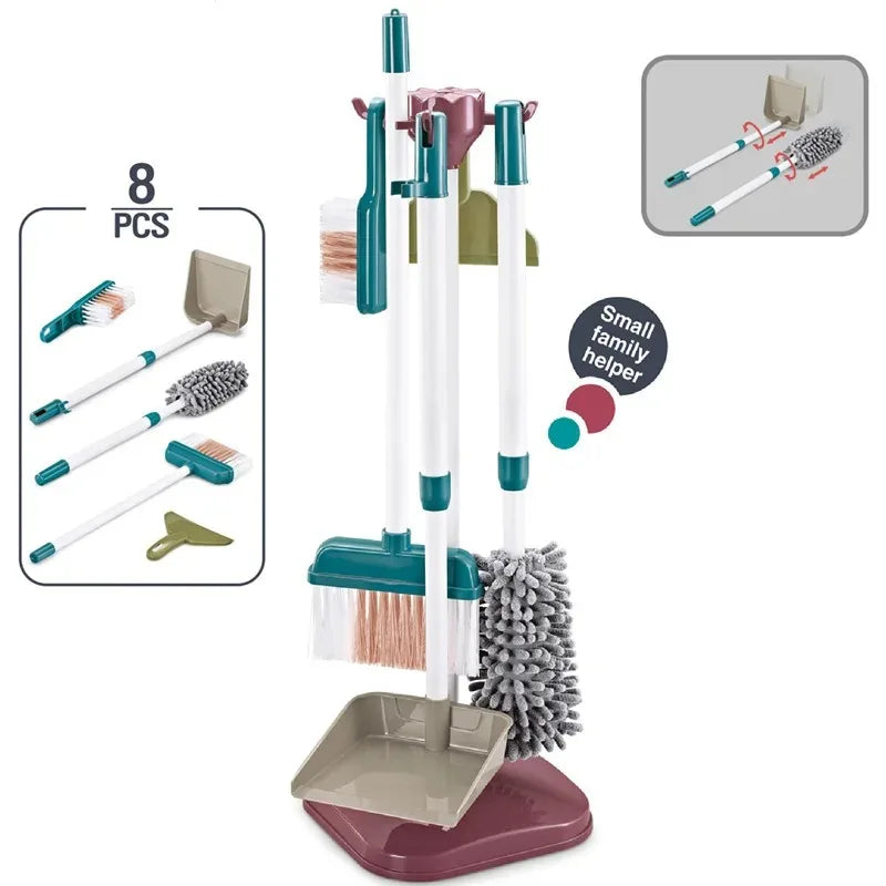Kids Simulation Life Cleaning Toys Housework Pretend Play Tool Set &Hygiene Simulation Broom Vacuum Cleaner Tool Set for Kids