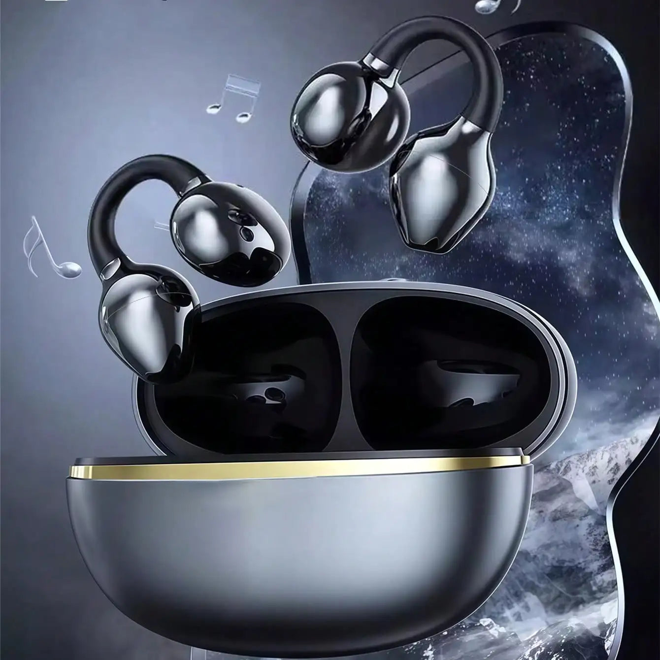 Original Ear-Clip 3D Surround Bluetooth Headphones Bone Conduction Earphone Wireless Earbuds Stereo Bass Sports Headset with Mic