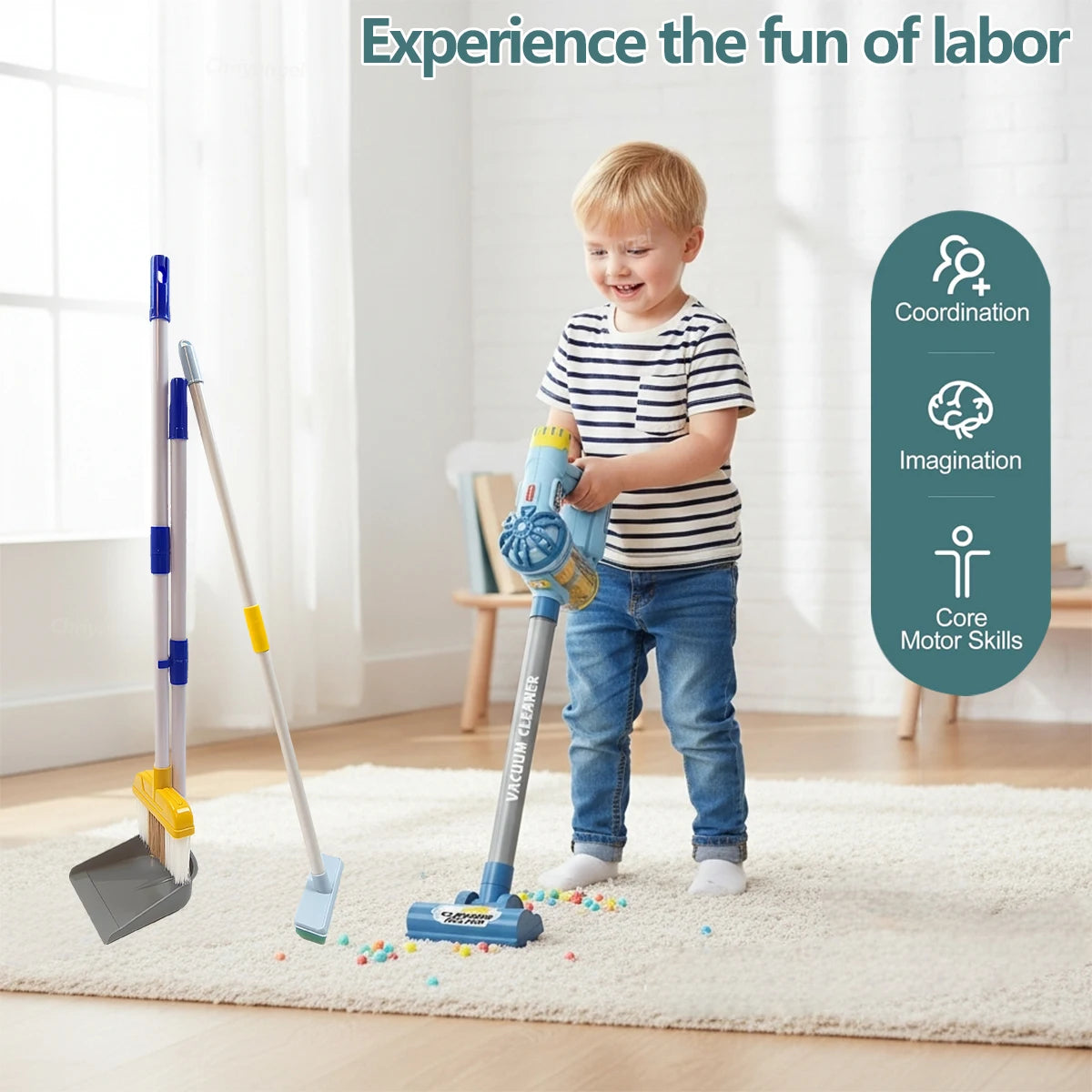 Kids Simulation Electric Vacuum Cleaner Toy Set Housekeeping Role Play Educational Toys for Toddlers Perfect Gift for Girls Boys