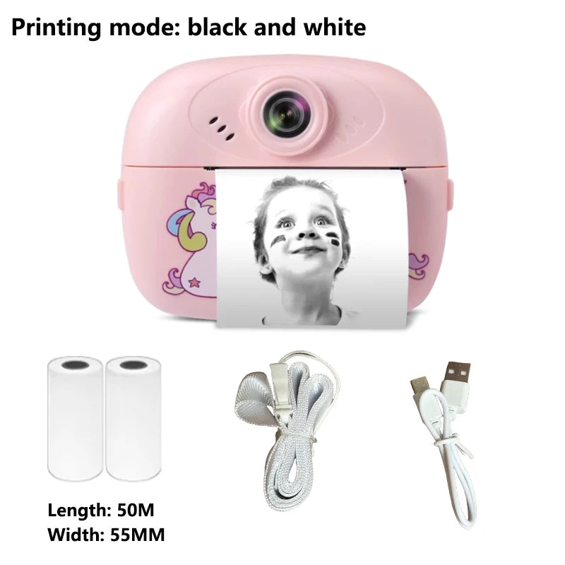 Children Instant Print Camera Thermal Printer Video Recorder Portable Smart Digital Dual Lens Selfie Camera Kids Birthday Gift