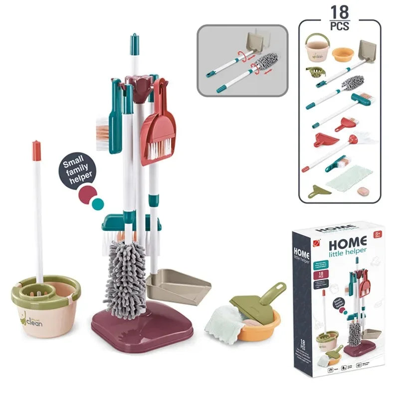 Kids Simulation Life Cleaning Toys Housework Pretend Play Tool Set &Hygiene Simulation Broom Vacuum Cleaner Tool Set for Kids