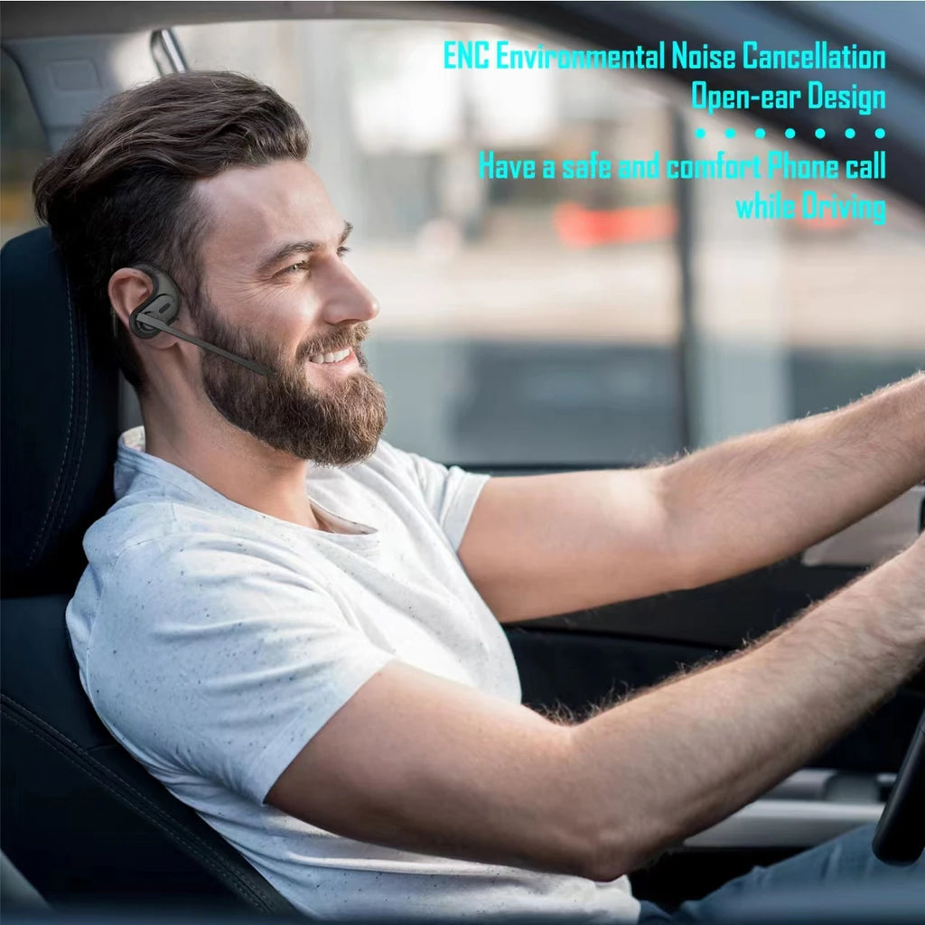 Open Ear Air Conduction Headphones  Super Bass Not in Ear Music Headset 16g Ultra Light with Microphone for IOS Andriod Phone