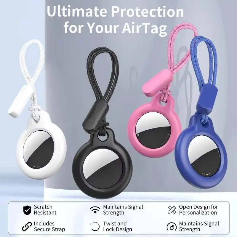 AirTag protective case with lanyard, scratch-resistant, 360-degree all-around protection, AirTag keychain accessory, AirTag stor
