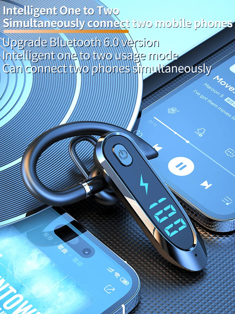 Bluetooth 6.0 Earphone Ear Hook Headphone 270 Degree Rotation LED Display HIFI Stereo Noise Reduction Headset Waterproof Earbud