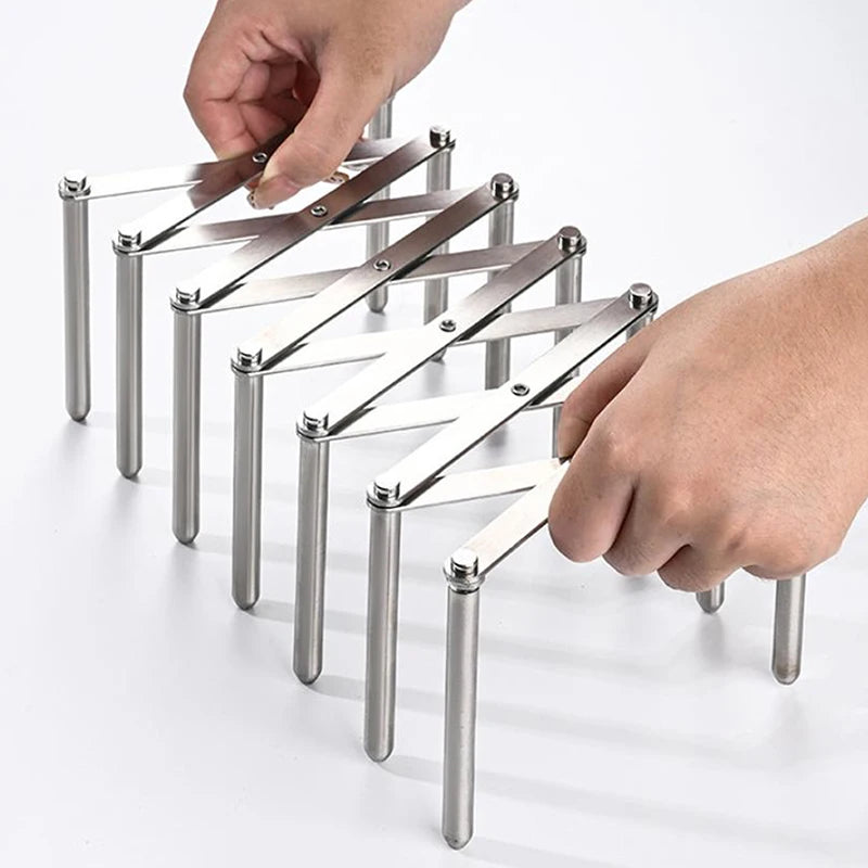 Pot Lid Rack Pan Lid Organizer Retractable Foldable Stainless Steel Plate Dish Holder Shelf Tableware Storage Kitchen Gadgets