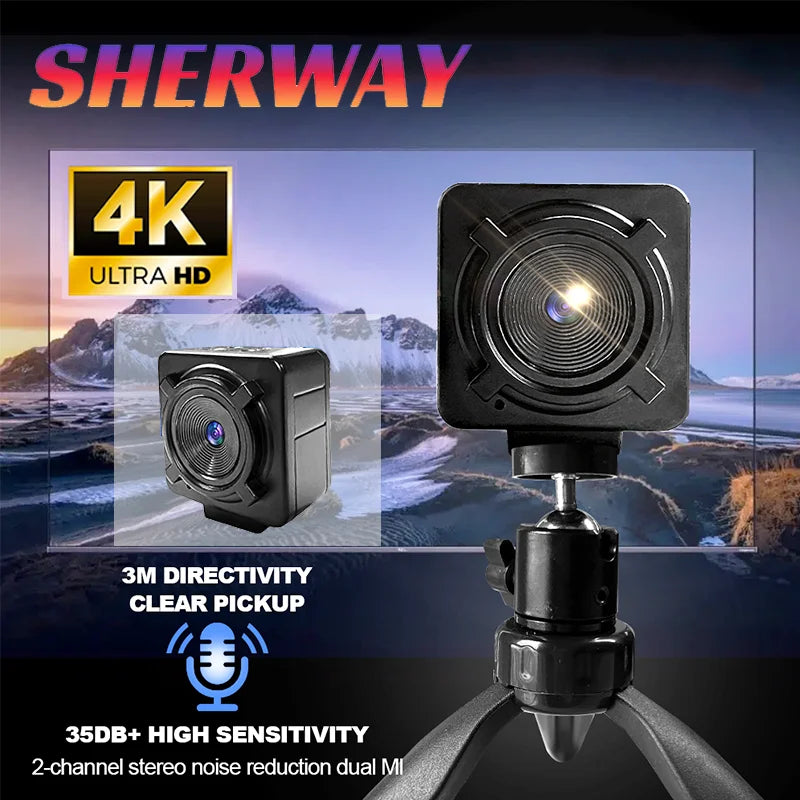 4K USB Webcam Autofocus Remote Control Mini Metal USB Camera1080P 30FPS with Tripod Mic for/Pro Live Streaming Video Call