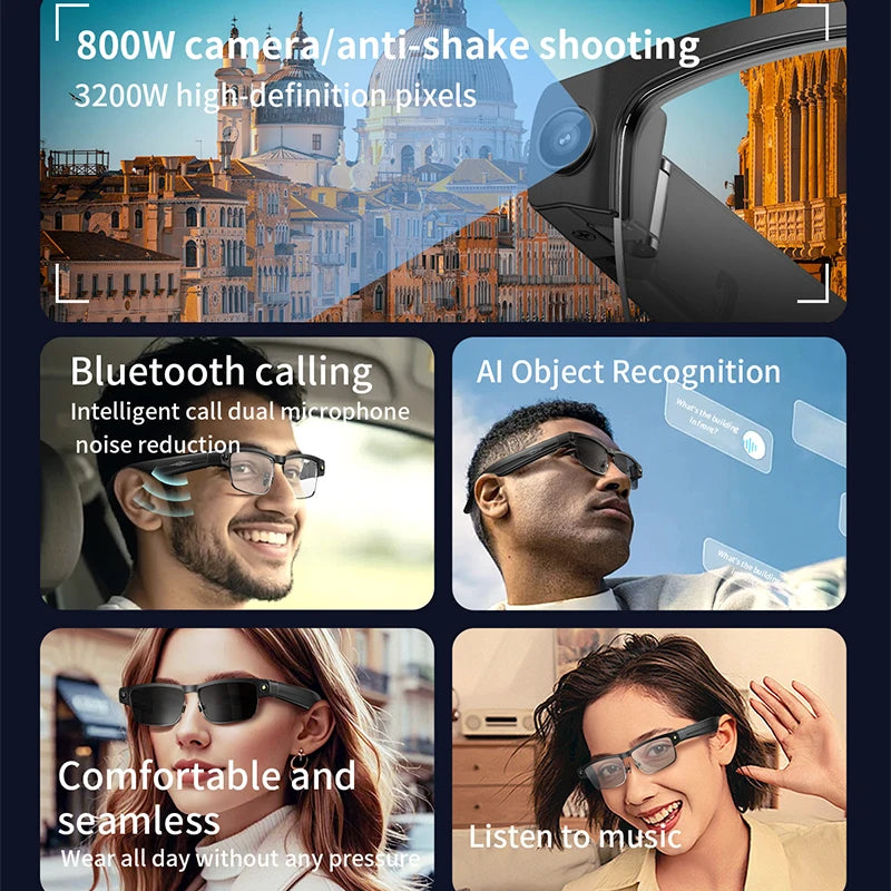 2026 4K Smart Glasses AI Translation Color-changing Lenses High-definition Voice Call Music Local Open-ear Audio Smart  Glasses