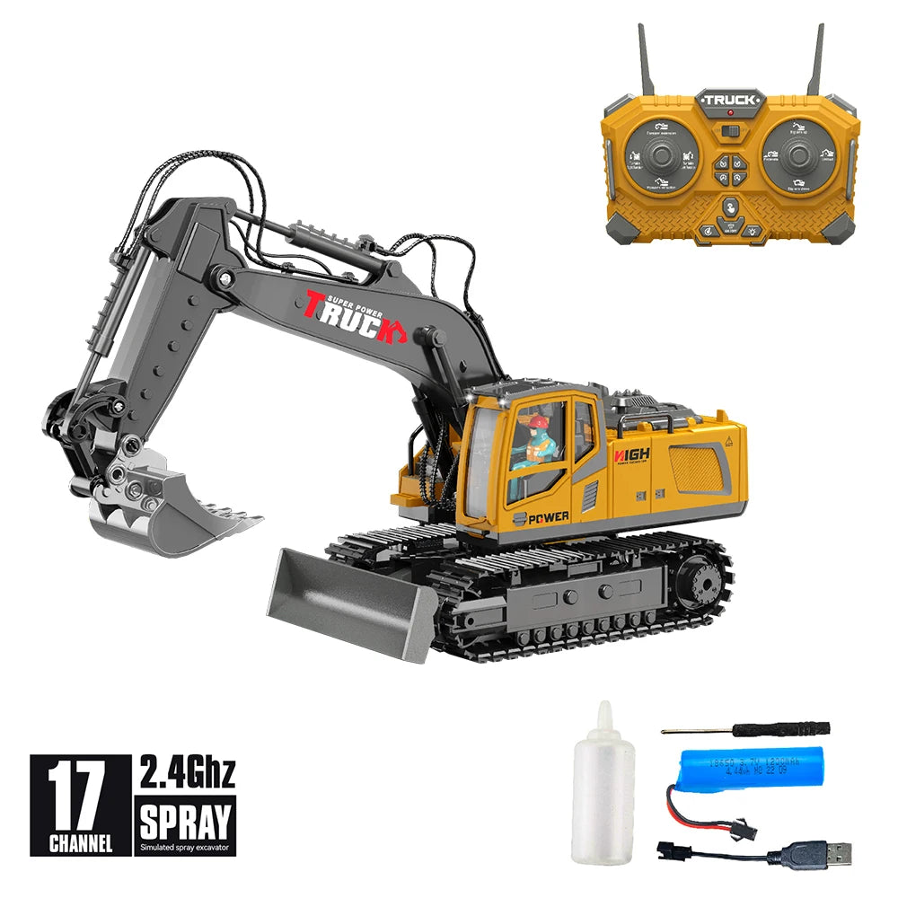 RC Excavator 17CH Remote Control Truck 2.4G RC Crawler Engineering Vehicle Excavator Truck Radio Control Construction Car Gifts