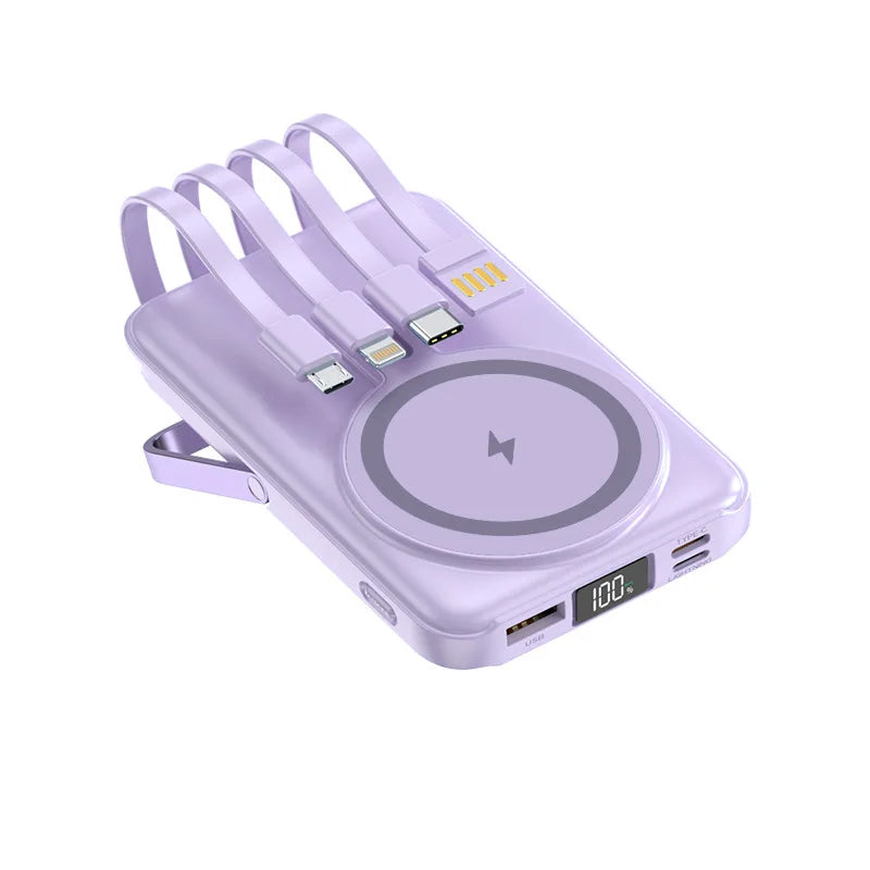 New Magnetic Power Bank 20000mAh Fast Charging Wireless W/ Cables Stand for IPhone Magsafe Powerbank Portable External Battery