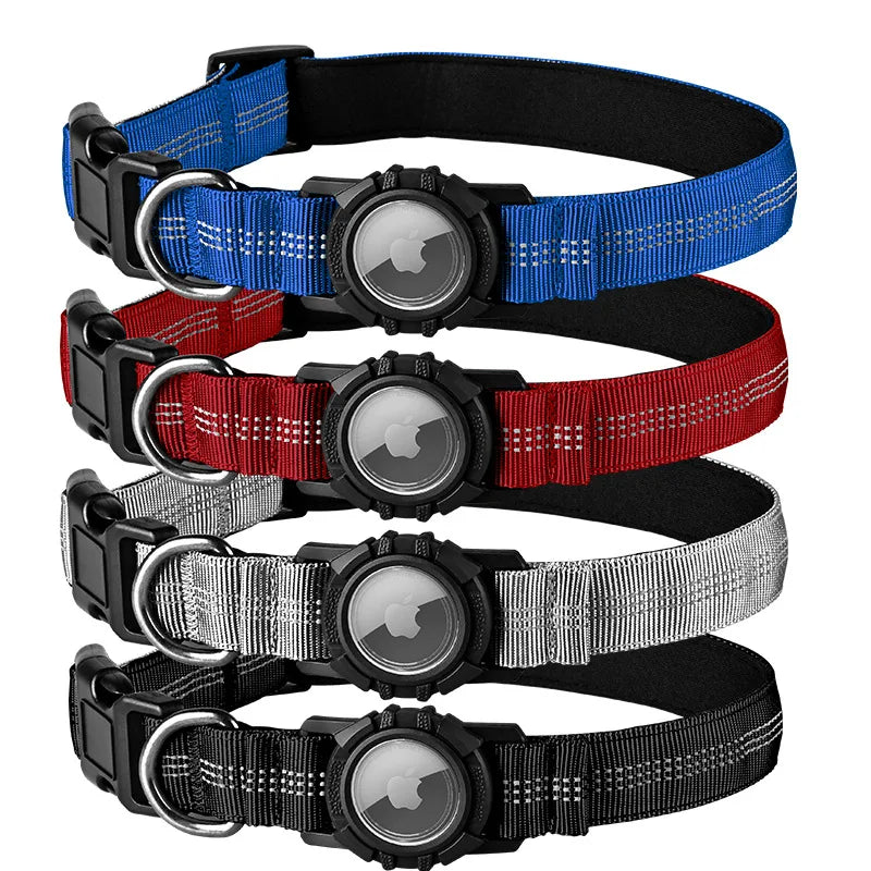 Airtag Dog Collar with Waterproof AirTag Case, Reflective Soft Padded & Safety Air Tag Pet Collar Adjustable for Large Dogs