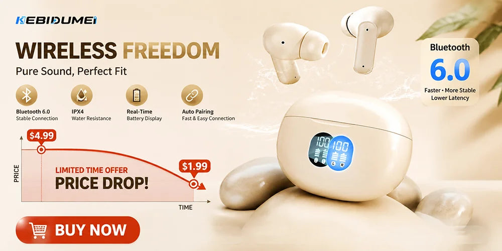 Bluetooth 6.0 Earphone Ear Hook Headphone 270 Degree Rotation LED Display HIFI Stereo Noise Reduction Headset Waterproof Earbud
