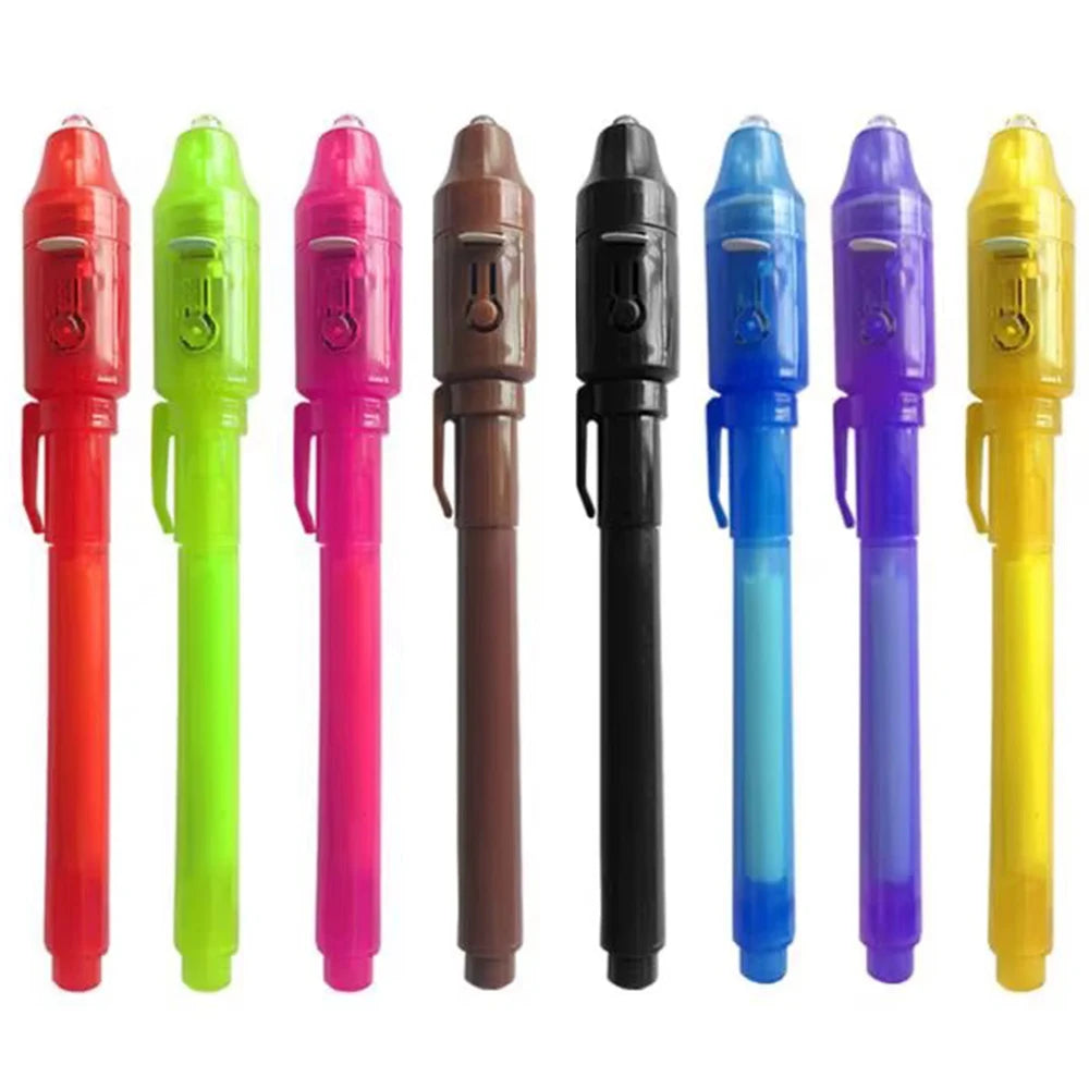 4-12pcs Invisible Ink Pen Spy Pen with UV Light Magic Marker for Secret Message Treasure Box Prizes Kids Party Favors Toys Gift