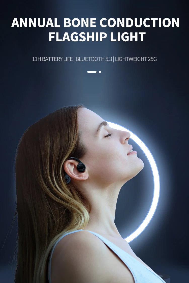 B8 True Bone Conduction Earphones Bluetooth 5.3 Sports Wireless Headphones Ear Hook IPX5 Waterproof Headset for Running Driving