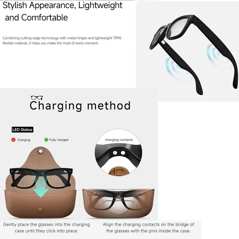 2026 New Smart Glasses 800W Take Pictures Record Al Translation WIFI Transmission AI Recognition GPT 2000MAH Music Smart Glasses