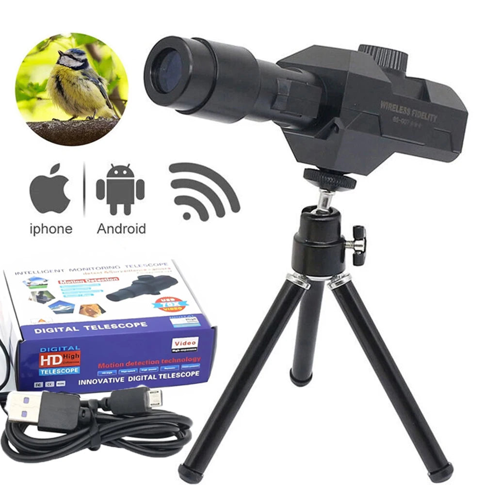 New WiFi Digital Telescope 70X Large Aperture Objective Lens 2MP Photos Video Mobile-detective Crosshairs Positioning Monocular