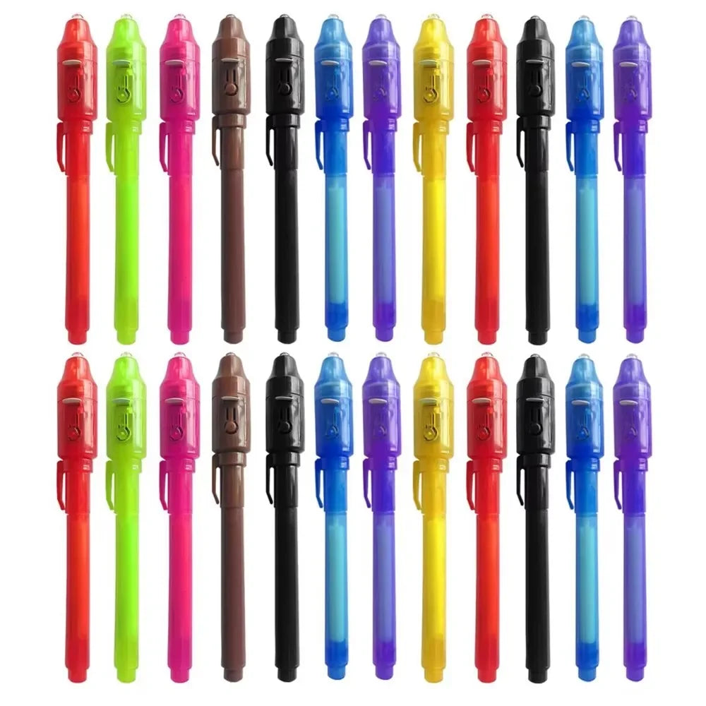 4-12pcs Invisible Ink Pen Spy Pen with UV Light Magic Marker for Secret Message Treasure Box Prizes Kids Party Favors Toys Gift