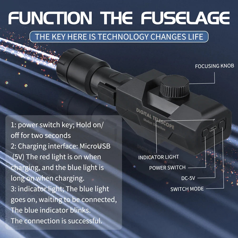 New WiFi Digital Telescope 70X Large Aperture Objective Lens 2MP Photos Video Mobile-detective Crosshairs Positioning Monocular