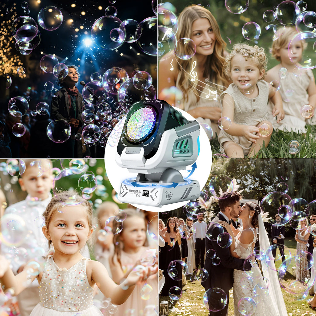 2025 Upgraded Version of the Bubble Machine with Remote Control, Automatic Rotation, and Rgb Lights, 1800Mah Rechargeable Battery, Type-C Charging, Suitable for Children, Weddings, Birthday Parties, and Outdoor Activities, Bu