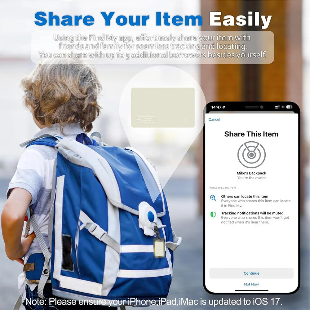 Airtag Card Wallet Tracker Thin 1.6mm, Rechargeable Air Tag Compatible with Find My (iOS Only), Item Finder Locator for Luggage