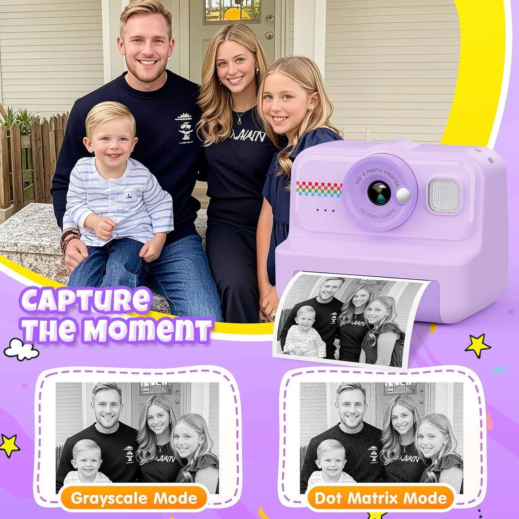 Digital Children Camera Photography Instant Print Photo 1080P HD Video Recorder Mini Thermal Printer Educational Birthday Gifts