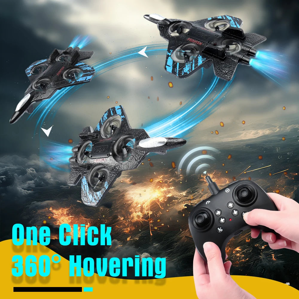 RC Airplane 2.4G Remote Control Airaraft Stunt Tumbling Helicopter Drone with LED 360 Rotation Fighter Plane Toys Gifts