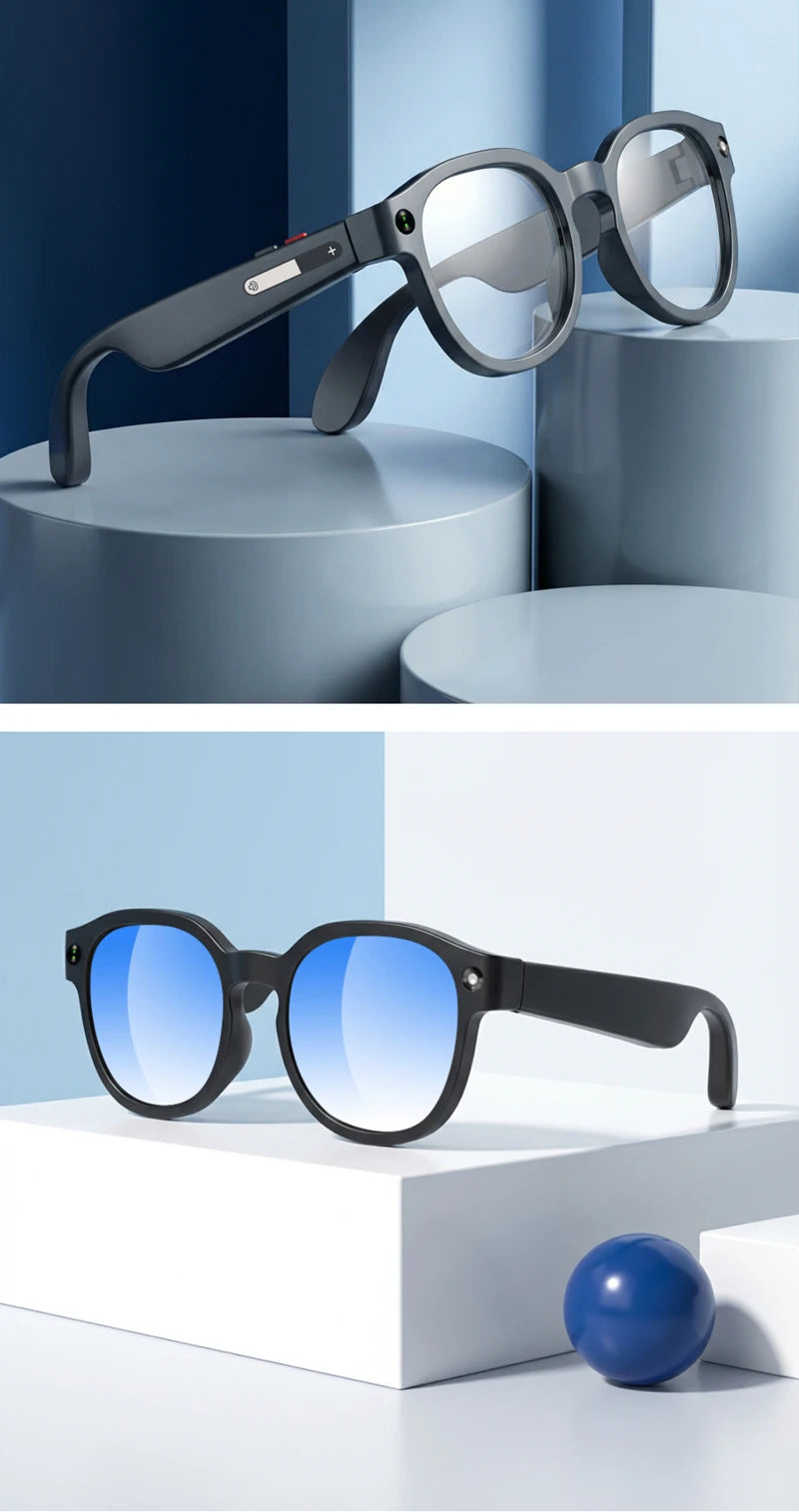 2026 New AI Smart Glasses AI Translation 8MP HD Camera 4K Shooting Image Bluetooth Call Recording Music Smart Sunglasses