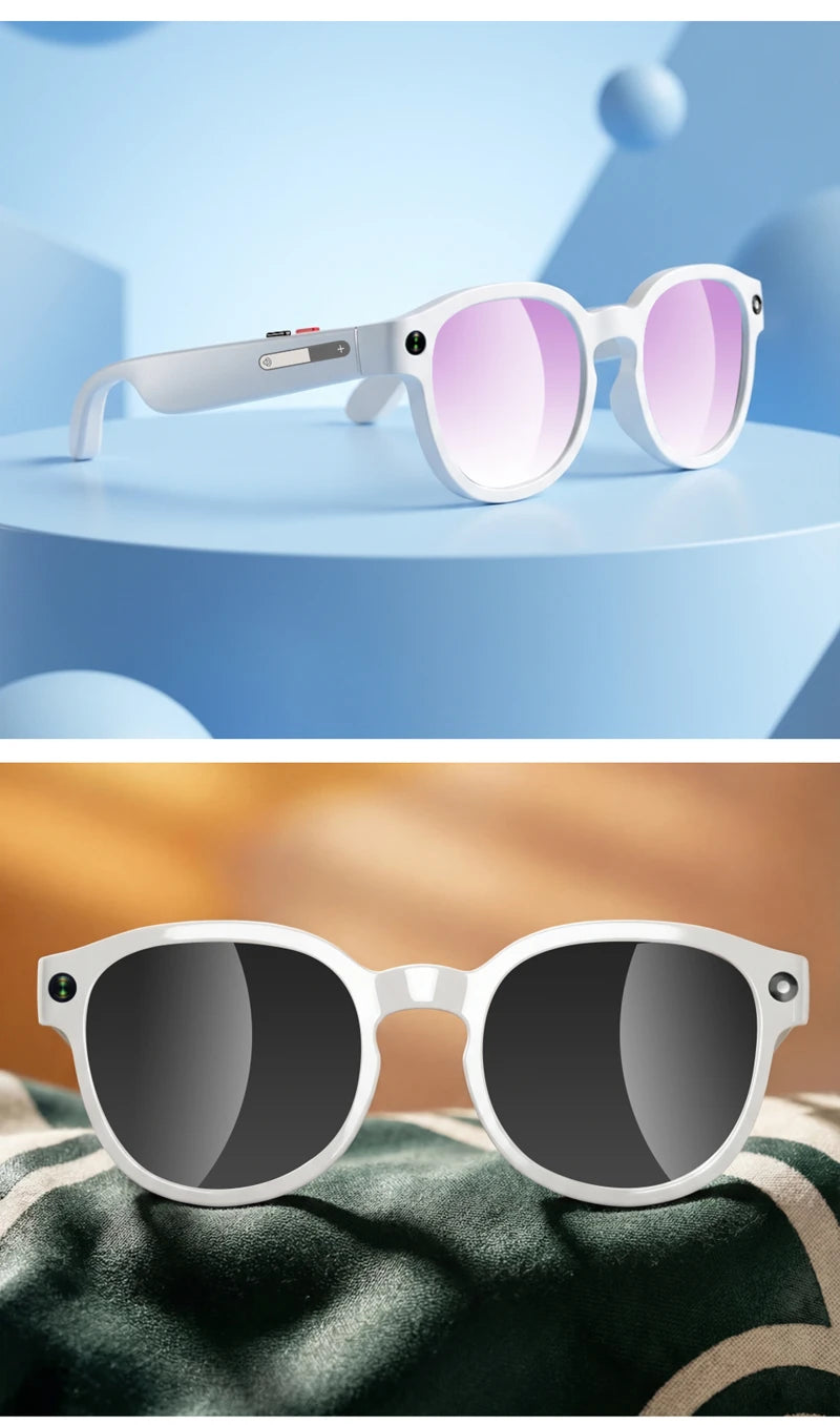 2026 New AI Smart Glasses AI Translation 8MP HD Camera 4K Shooting Image Bluetooth Call Recording Music Smart Sunglasses