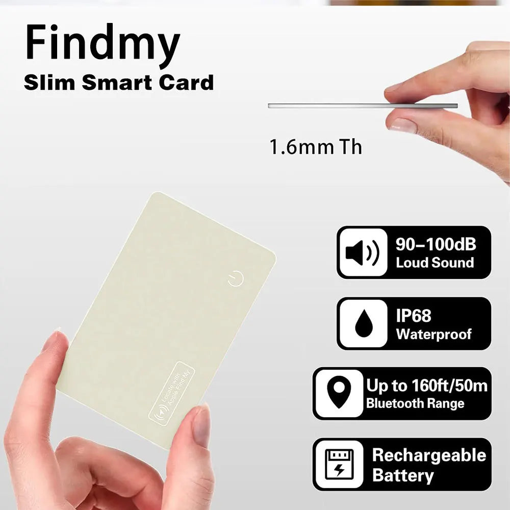 Airtag Card Wallet Tracker Thin 1.6mm, Rechargeable Air Tag Compatible with Find My (iOS Only), Item Finder Locator for Luggage